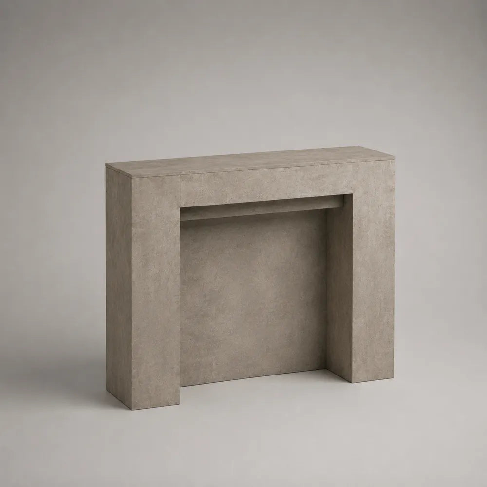 Consolle ingresso struttura MDF effetto pietra beige forma rettangolare 120x30x85 cm mobile contenitore aperto