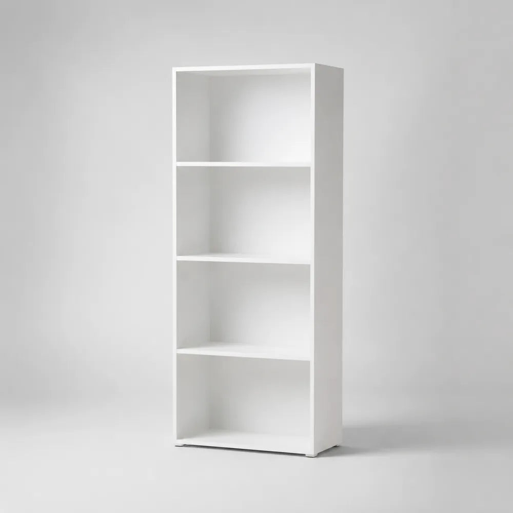 Libreria a giorno verticale in truciolare melaminico bianco a 4 ripiani 60x30x180 cm