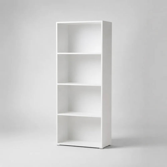 Libreria a giorno verticale in truciolare melaminico bianco a 4 ripiani 60x30x180 cm
